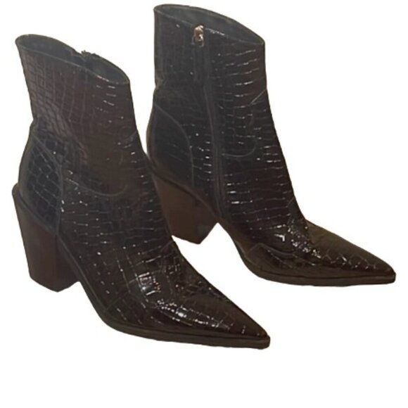 Truffle Collection mid heeled western boots in black croc size 40 EUR/ 9 US - Picture 1 of 12
